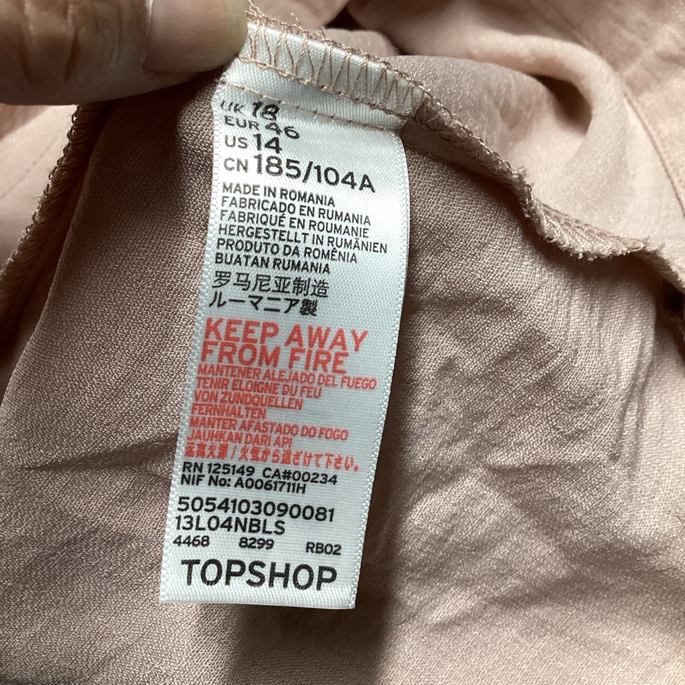 🆕 Top Shop Low V Neck Faux Wrap Balloon Sleeve Top 14 - Picture 8 of 9
